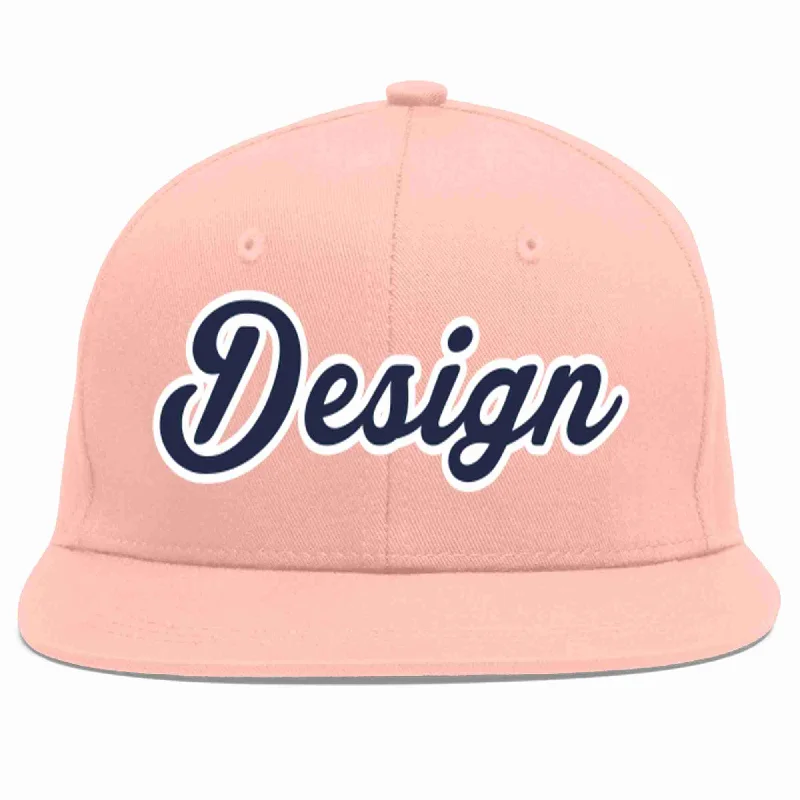 Baseball Cap For Promotional Merchandise-Custom Pink Navy-White Flat Eaves Sport Baseball Cap Design for Men/Women/Youth