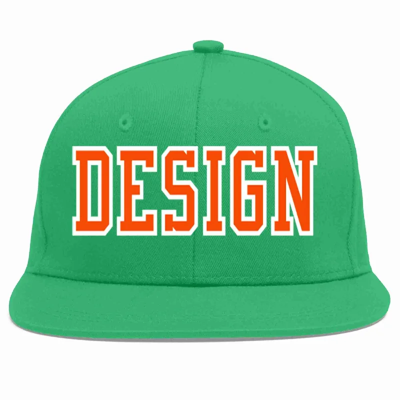 Personalized Baseball Cap-Custom Teal Orange-White Flat Eaves Sport Baseball Cap