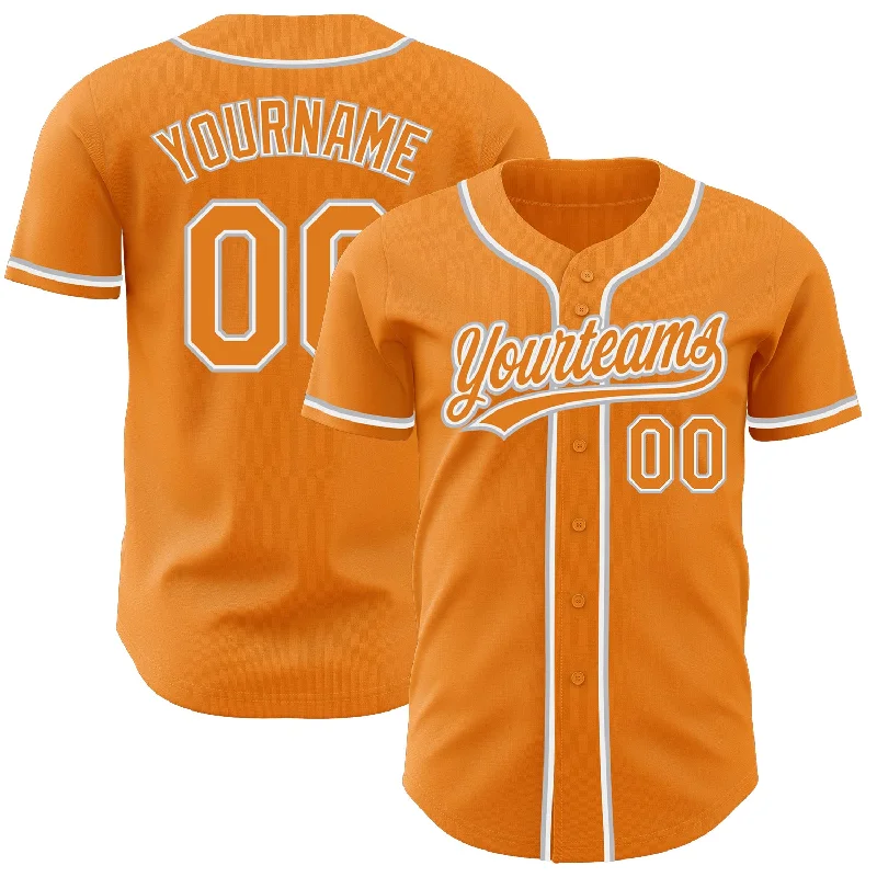 Baseball Jersey For Alumni Merchandise-Custom Bay Orange White-Gray Authentic Baseball Jersey