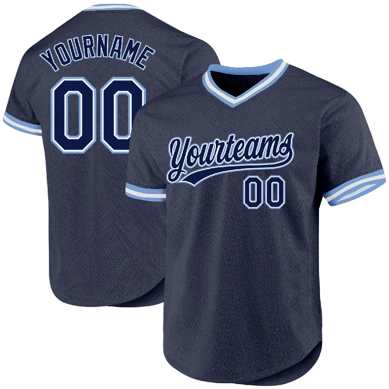 Baseball Jersey For Personalized Limited Edition-Custom Navy Light Blue-White Authentic Throwback Baseball Jersey