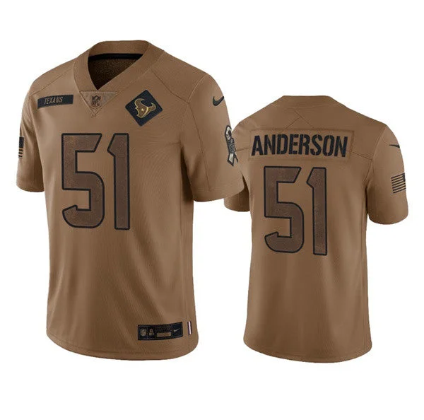 Football Jersey For Professional Fan Customization-Men's Houston Texans #51 Will Anderson Jr. 2023 Brown Salute To Service Limited Football Stitched Jersey