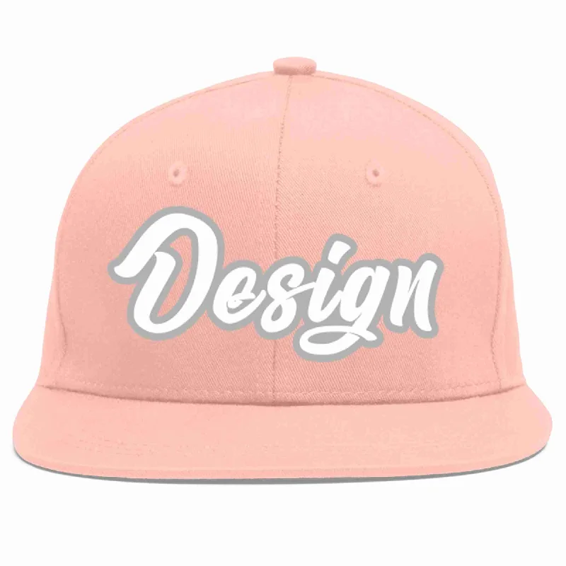 Baseball Cap With Custom Graphics-Custom Pink White-Gray Flat Eaves Sport Baseball Cap Design for Men/Women/Youth