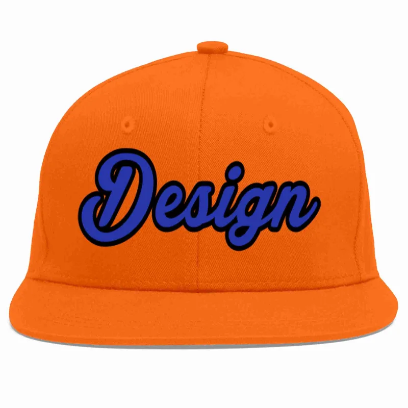 Baseball Cap For Baseball Game Days-Custom Orange Royal-Black Flat Eaves Sport Baseball Cap Design for Men/Women/Youth