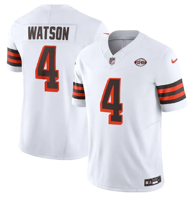 Football Jersey For Group Custom Fan Orders-Men's Cleveland Browns #4 Deshaun Watson White 2023 F.U.S.E. 1946 Collection Vapor Untouchable Limited Football Stitched Jersey