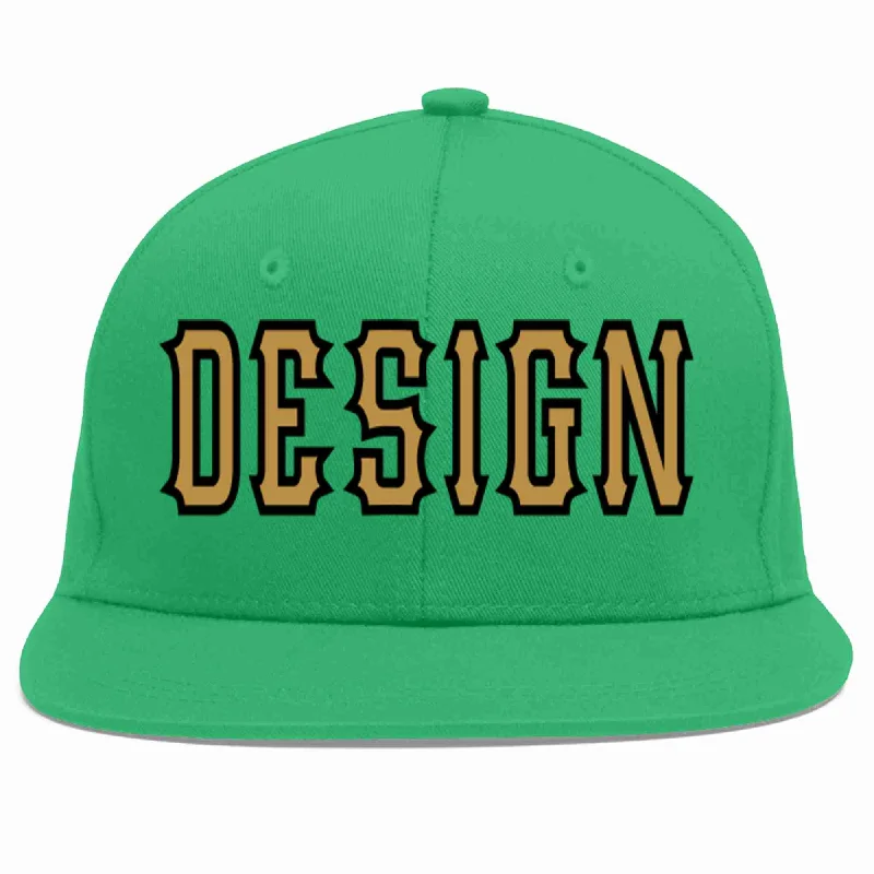 Baseball Cap For Exclusive Fan Gear-Custom Teal Old Gold-Black Flat Eaves Sport Baseball Cap