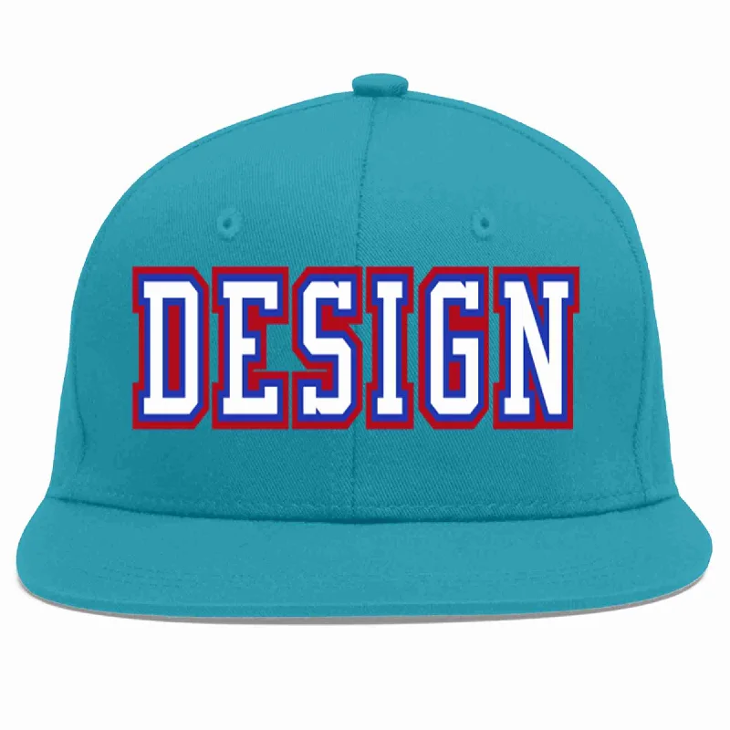 Baseball Cap With Adjustable Fit-Custom Aqua White-Ted Flat Eaves Sport Baseball Cap Design for Men/Women/Youth