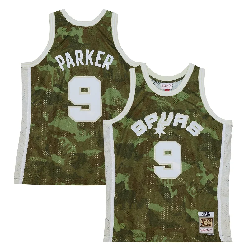 Basketball Jersey For Player Customization-Tony Parker San Antonio Spurs Hardwood Classics 2000/01 Ghost Green Swingman Basketball Jersey - Camo