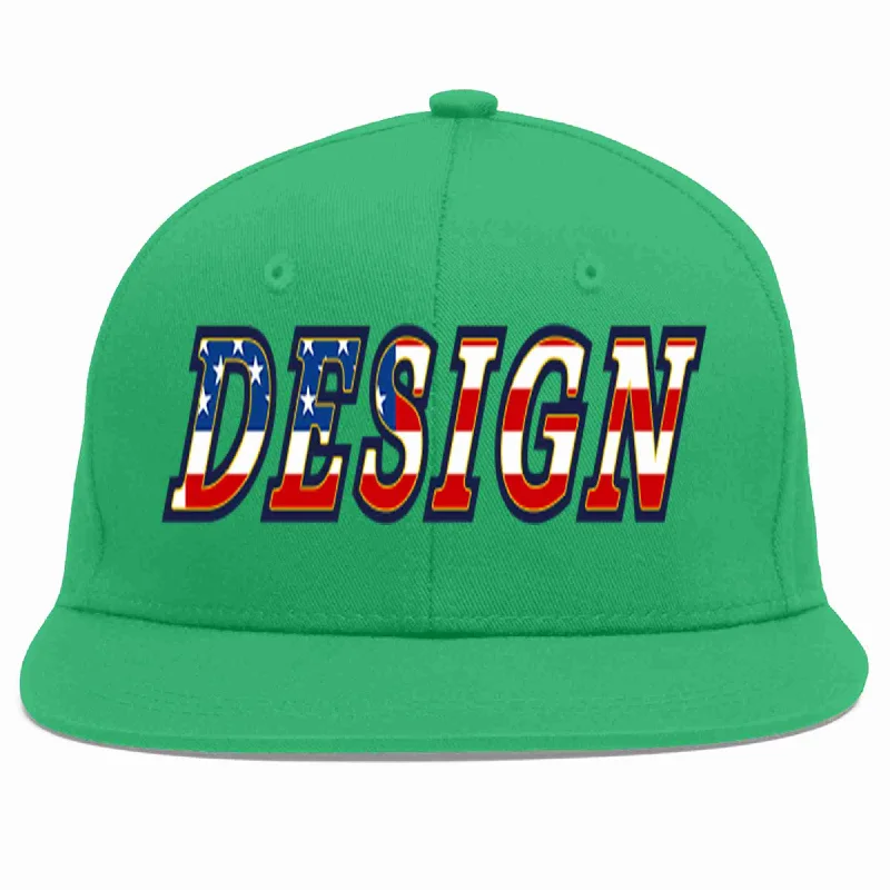 Baseball Cap For Special Edition Orders-Custom Teal Vintage USA Flag-Gold Flat Eaves Sport Baseball Cap