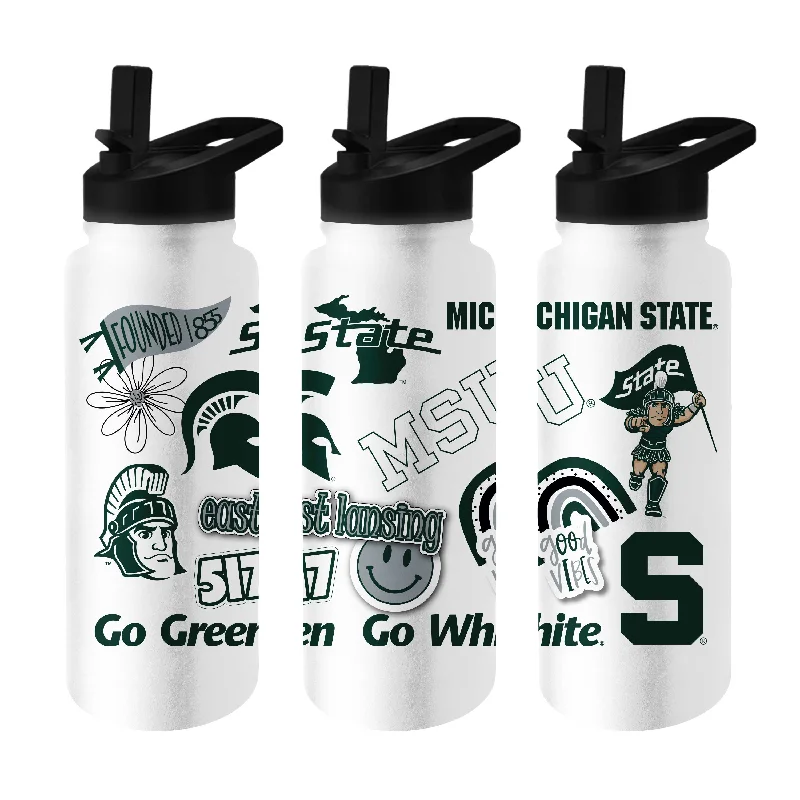 Team Mug For Fan Merchandise-Michigan State 34oz Native Quencher Bottle