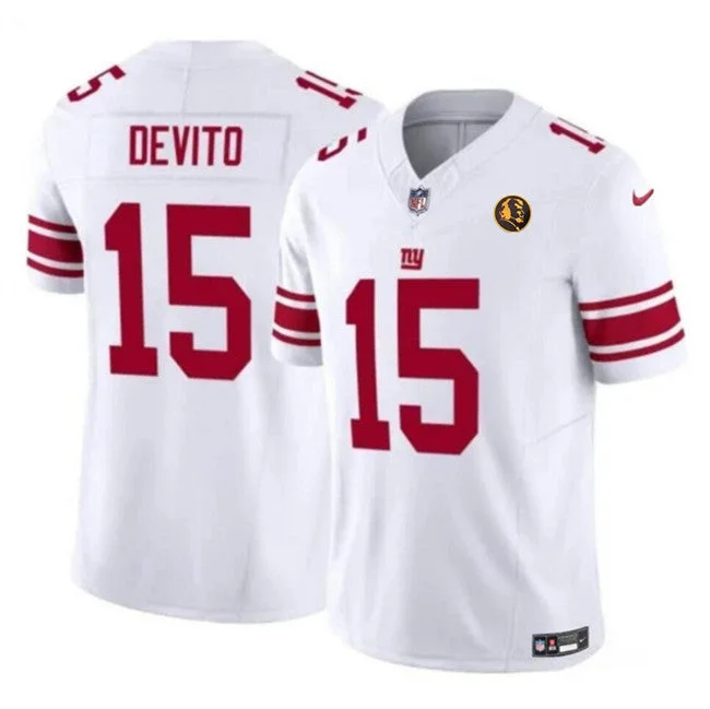 Football Jersey For Custom Tournament Fan Gear-Men's New York Giants #15 Tommy DeVito White 2023 F.U.S.E. With John Madden Patch Vapor Limited Football Stitched Jersey