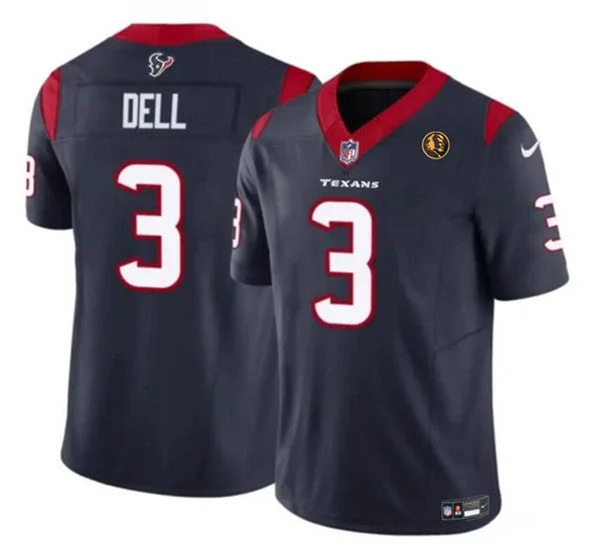 Football Jersey For Softball Fan Custom Gear-Men's Houston Texans #3 Tank Dell Navy 2023 F.U.S.E. With John Madden Patch Vapor Limited Football Stitched Jersey