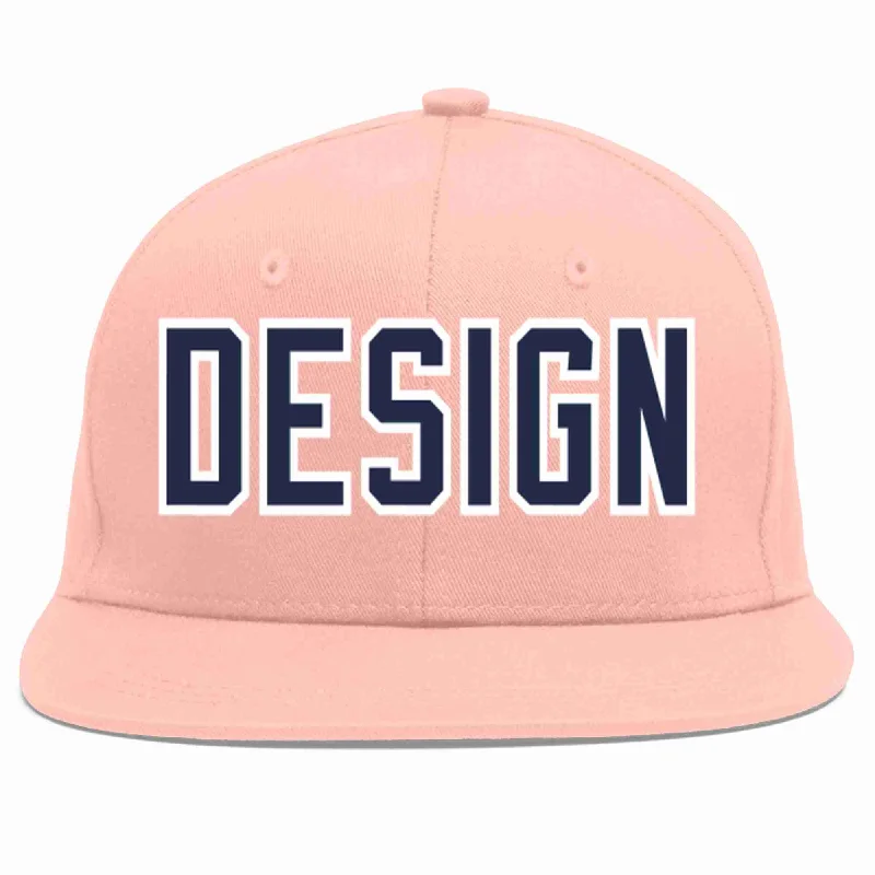 Baseball Cap For College Team Merchandise-Custom Pink Navy-White Flat Eaves Sport Baseball Cap Design for Men/Women/Youth