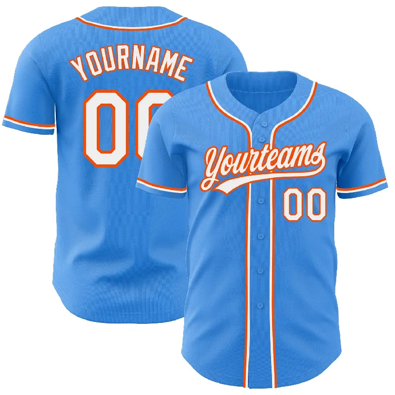 Baseball Jersey For Softball And Baseball Teams-Custom Electric Blue White-Orange Authentic Baseball Jersey