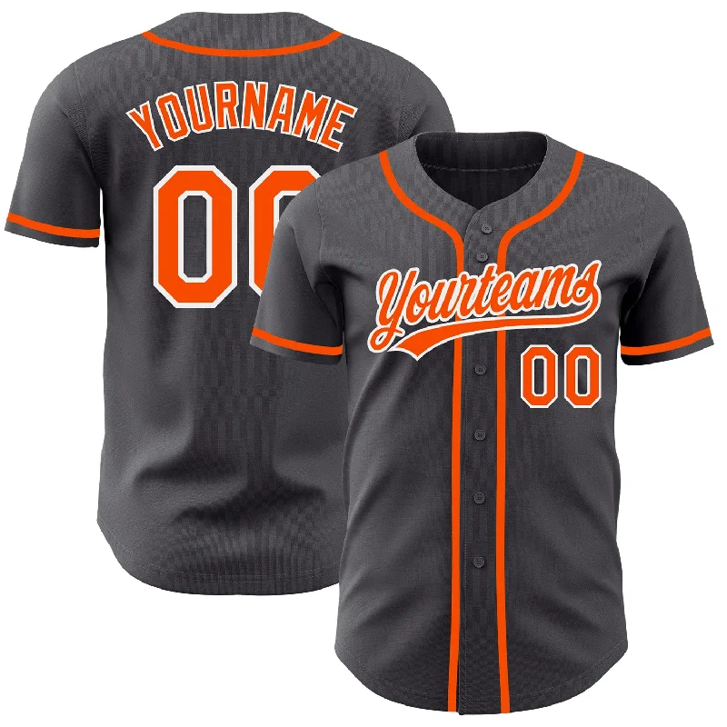 Baseball Jersey For Personalized Team Merchandise-Custom Steel Gray Orange-White Authentic Baseball Jersey