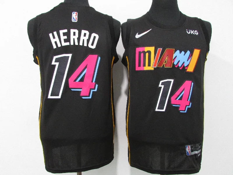 Basketball Jersey For Promotional Team Events-Heat 14 Tyler Herro Black Diamond 75th Anniversary City Edition Swingman Basketball Jersey