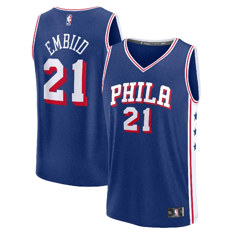 Basketball Jersey For Alumni Merchandise-Joel Embiid Philadelphia 76ers Branded Fast Break Basketball Jersey - Icon Edition - Royal