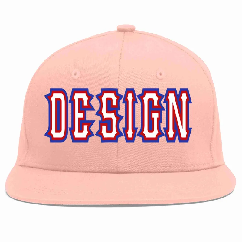 Baseball Cap For Youth Player Gear-Custom Pink White-Red Flat Eaves Sport Baseball Cap Design for Men/Women/Youth