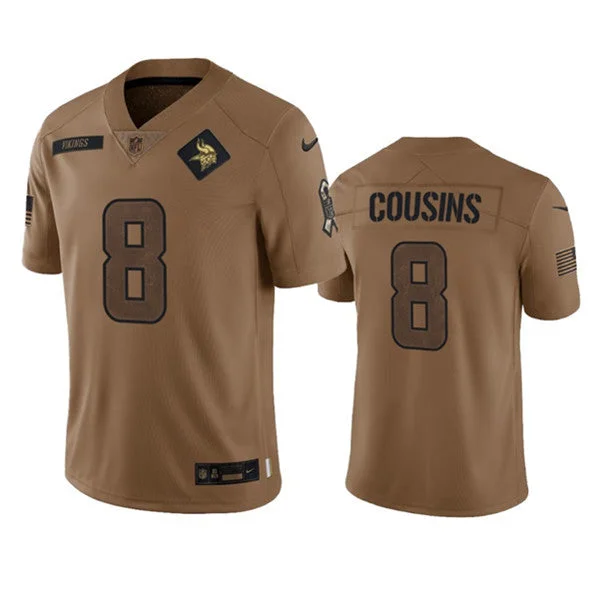 Football Jersey For Personalized Tournament Gear-Men's Minnesota Vikings #8 Kirk Cousins 2023 Brown Salute To Service Limited Football Stitched Jersey