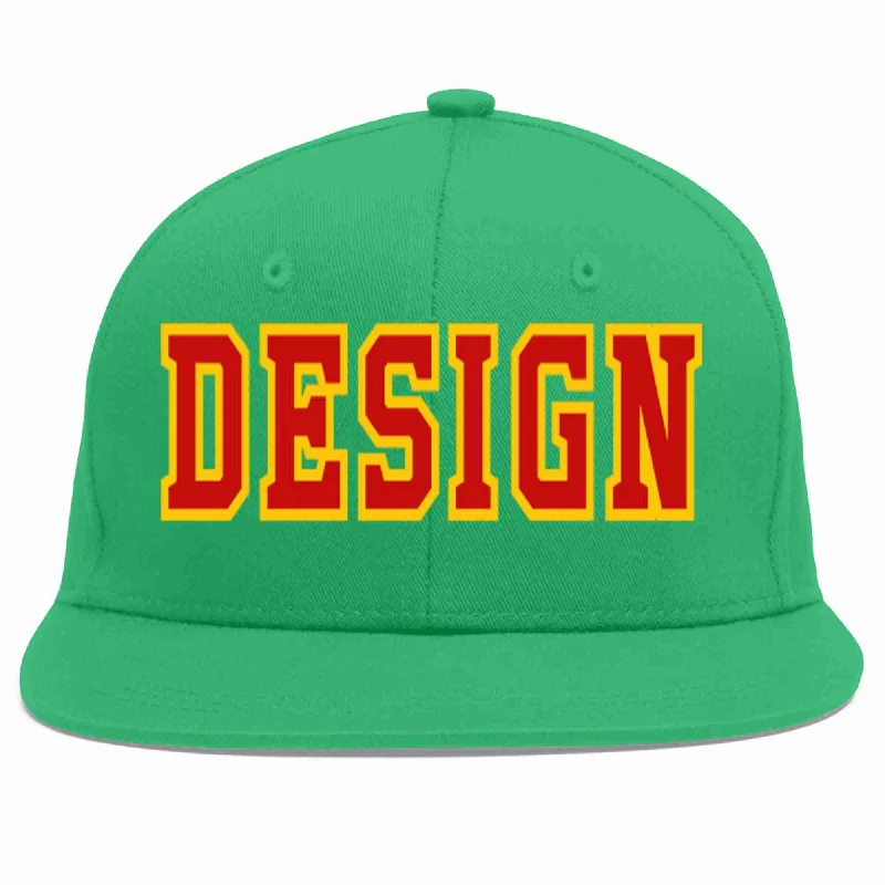 Baseball Cap For Custom Fan Merchandise-Custom Teal Red-Yellow Flat Eaves Sport Baseball Cap