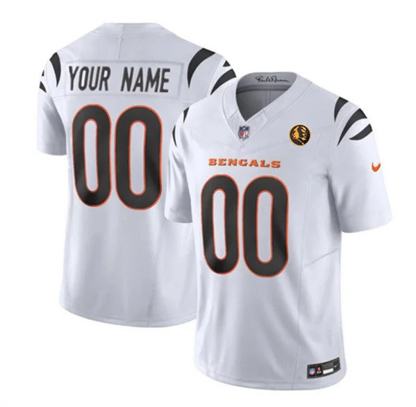 Football Jersey For Sports Fans-Men's Cincinnati Bengals Active Player Custom White 2023 F.U.S.E. With John Madden Patch Vapor Limited Football Stitched Jersey