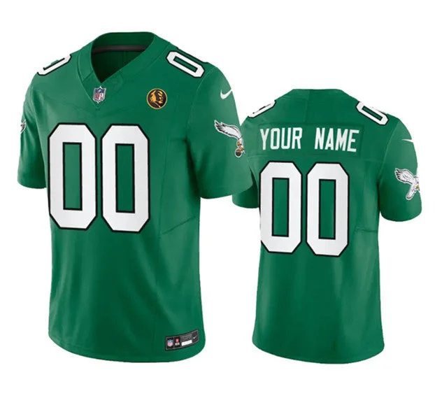 Football Jersey With Custom Team Names-Men's Philadelphia Eagles Active Player Custom Green 2023 F.U.S.E. Throwback With John Madden Patch Vapor Limited Football Stitched Jersey