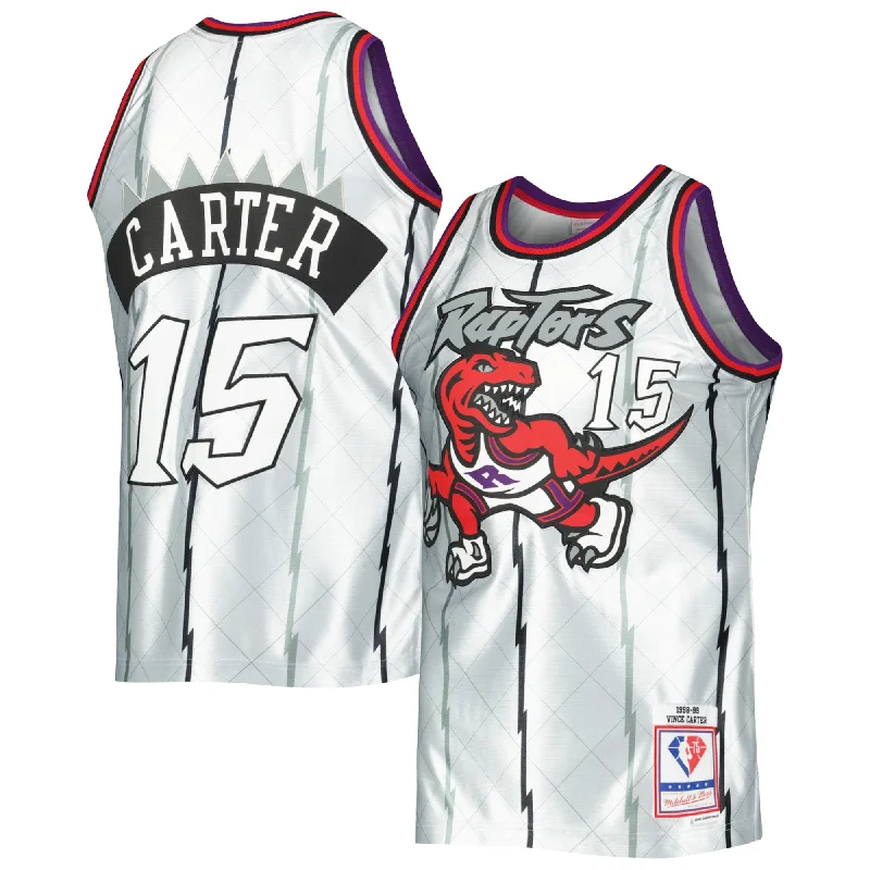 Basketball Jersey For Event Apparel Customization-Vince Carter Toronto Raptors 1998/99 Hardwood Classics 75th Anniversary Swingman Basketball Jersey - Platinum