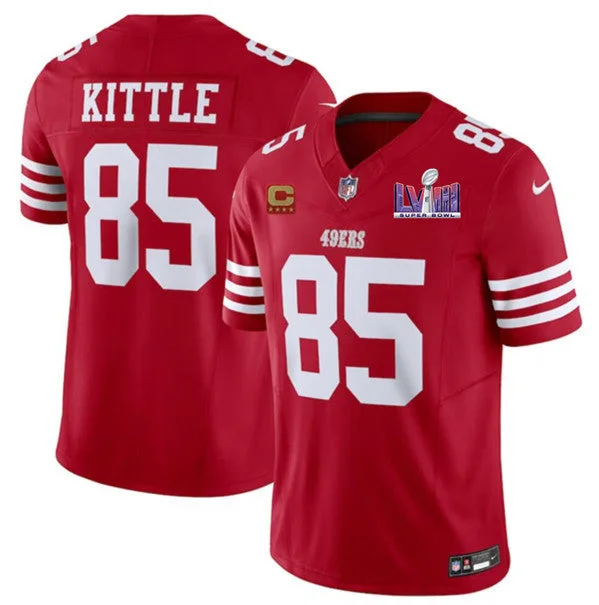 Football Jersey For Professional Game Merchandise-Men's San Francisco 49ers #85 George Kittle Red 2024 F.U.S.E. Super Bowl LVIII Patch And 4-star C Patch Vapor Untouchable Limited Football Stitched Jersey