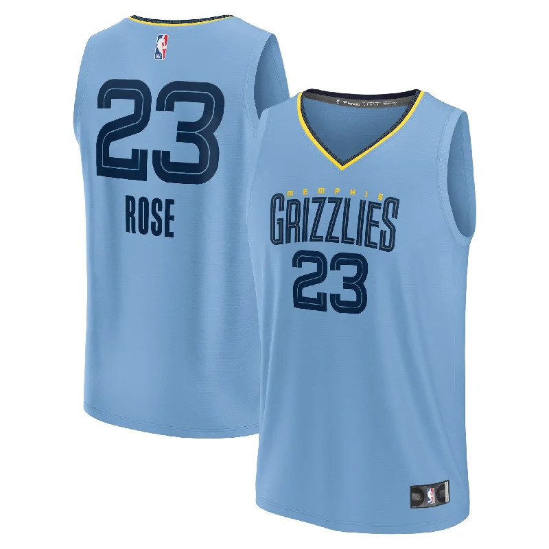 Basketball Jersey For College Customization-Derrick Rose Memphis Grizzlies Branded Men's Fast Break Player Basketball Jersey - Statement Edition - Light Blue