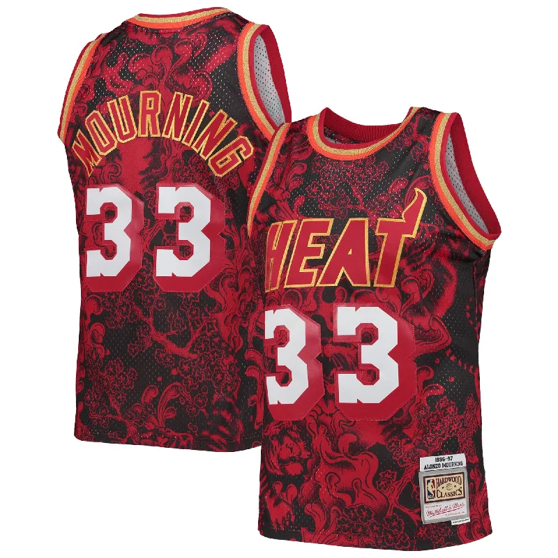 Basketball Jersey For Group Customization-Alonzo Mourning Miami Heat Hardwood Classics 1996/97 Lunar New Year Swingman Basketball Jersey - Red