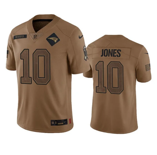 Football Jersey For Softball Game Day Merchandise-Men's New England Patriots #10 Mac Jones 2023 Brown Salute To Service Limited Football Stitched Jersey