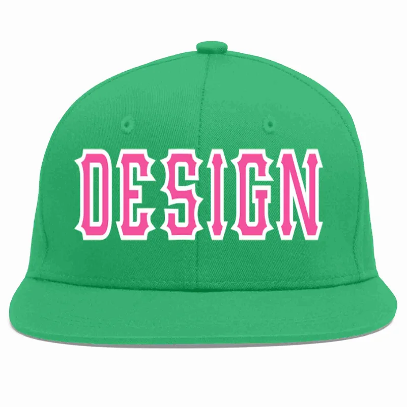 Baseball Cap For College Team Merchandise-Custom Teal Pink-White Flat Eaves Sport Baseball Cap