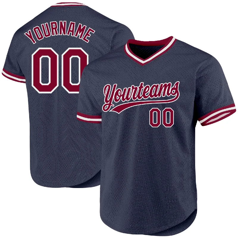 Baseball Jersey For Event Apparel Customization-Custom Navy Maroon-White Authentic Throwback Baseball Jersey