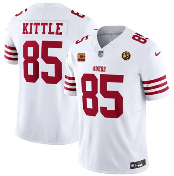 Football Jersey With Custom Stitching-Men's San Francisco 49ers #85 George Kittle White 2023 F.U.S.E. With 4-star C Patch And John Madden Patch Vapor Limited Football Stitched Jersey