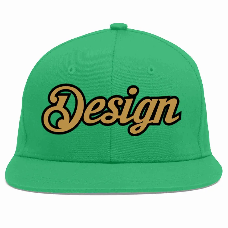 Baseball Cap For School Fundraising-Custom Teal Old Gold-Black Flat Eaves Sport Baseball Cap