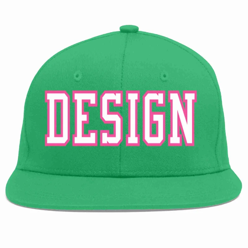 Baseball Cap For Custom Baseball Fan Apparel-Custom Teal White-Pink Flat Eaves Sport Baseball Cap