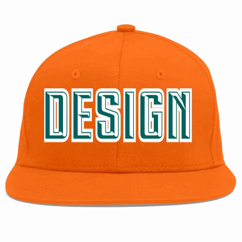 Baseball Cap For Limited-Time Sales-Custom Orange Aqua-White Flat Eaves Sport Baseball Cap Design for Men/Women/Youth