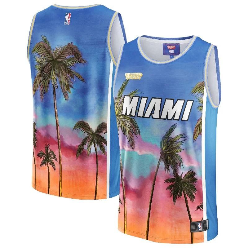 Basketball Jersey For Custom Event Orders-Miami Heat & Youthsuper Studios By Unisex Hometown Basketball Jersey - Blue