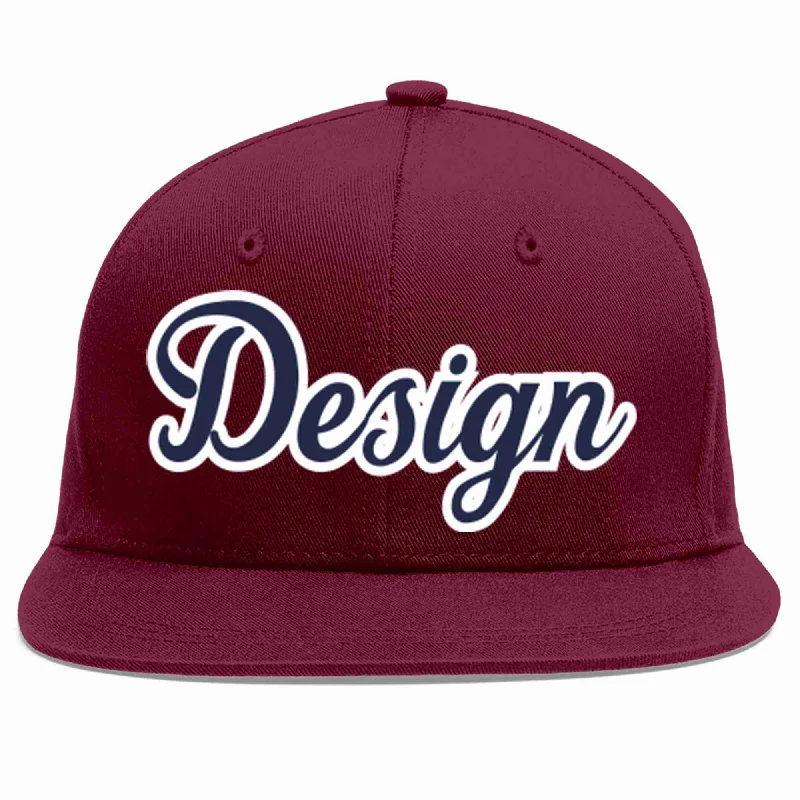 Baseball Cap For Special Edition Orders-Custom Crimson Navy-White Flat Eaves Sport Baseball Cap Design for Men/Women/Youth