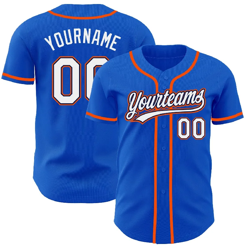 Baseball Jersey For Special Events-Custom Thunder Blue White Navy-Orange Authentic Baseball Jersey