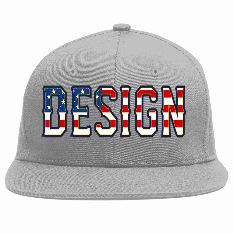 Baseball Cap For Special Team Gifts-Custom Gray Vintage USA Flag-Gold Flat Eaves Sport Baseball Cap Design for Men/Women/Youth