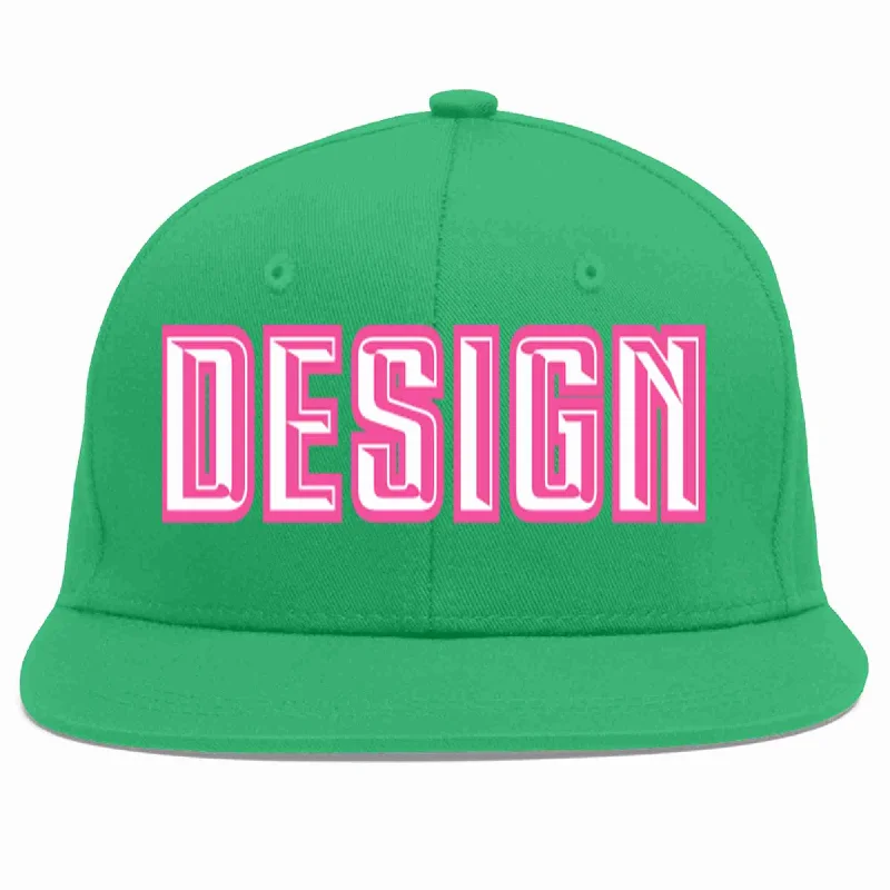 Baseball Cap For Fundraisers-Custom Teal White-Pink Flat Eaves Sport Baseball Cap