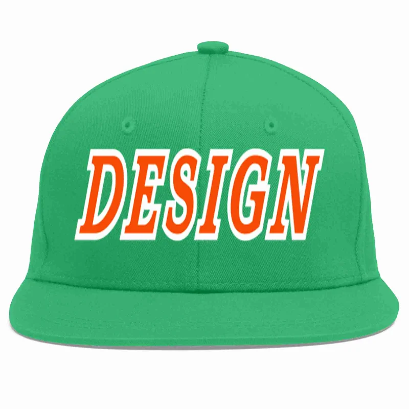 Baseball Cap For Youth Team Apparel-Custom Teal Orange-White Flat Eaves Sport Baseball Cap