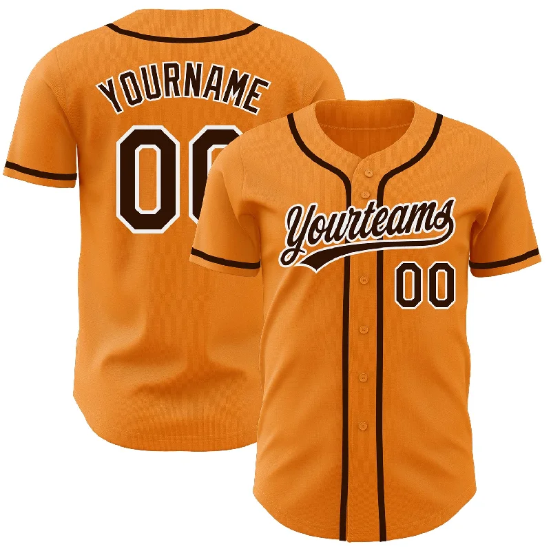 Baseball Jersey For Team Fundraising-Custom Bay Orange Brown-White Authentic Baseball Jersey