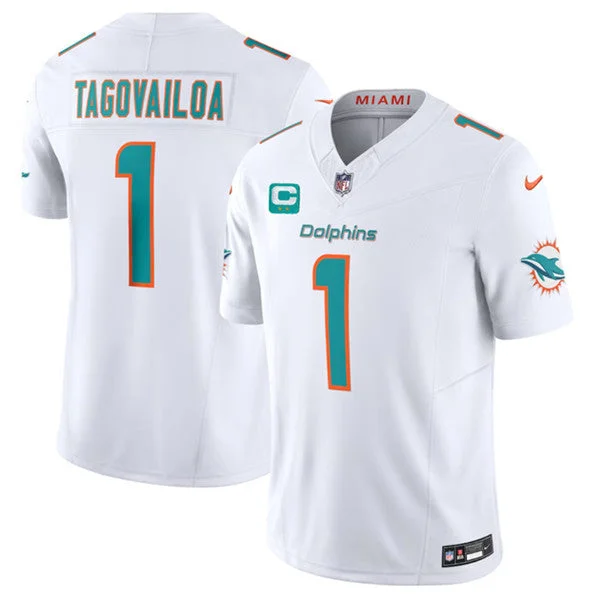 Football Jersey With Personalized Graphics-Men's Miami Dolphins #1 Tua Tagovailoa White 2023 F.U.S.E With 2-Star C Patch Vapor Limited Football Stitched Jersey