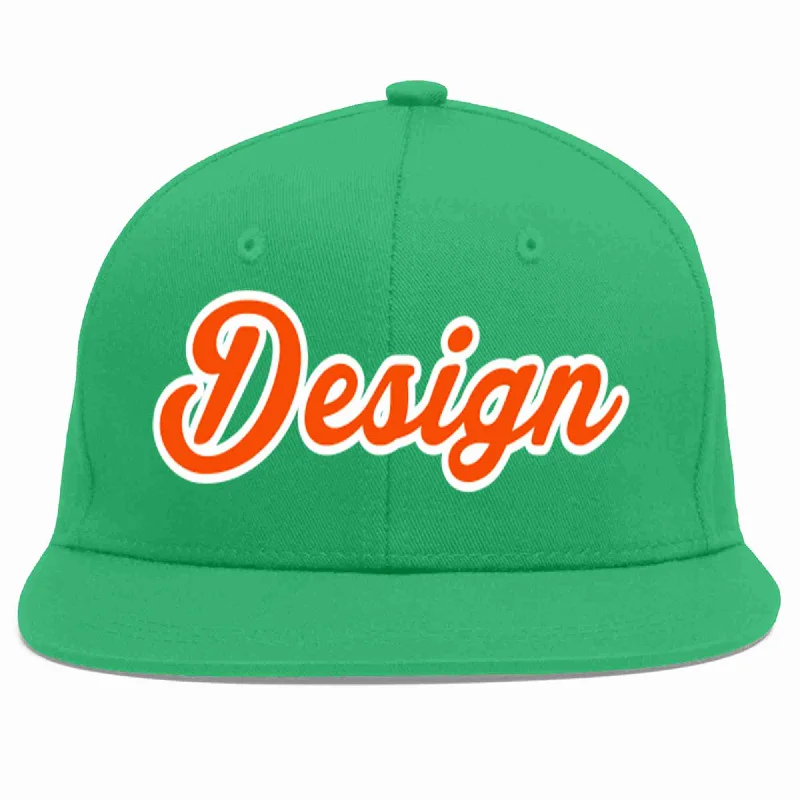 Baseball Cap With Unique Designs-Custom Teal Orange-White Flat Eaves Sport Baseball Cap