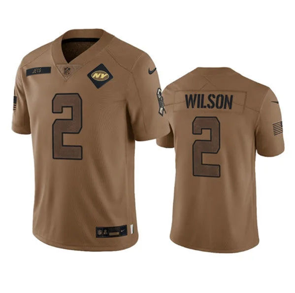 Football Jersey For Personalized High School Gear-Men's New York Jets #2 Zach Wilson 2023 Brown Salute To Service Limited Football Stitched Jersey