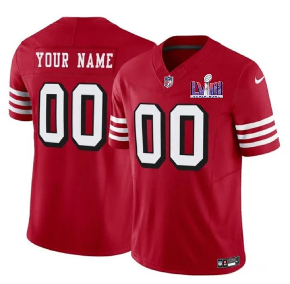 Football Jersey For Fundraising Events-Men's San Francisco 49ers Active Player Custom New Red 2024 F.U.S.E. Super Bowl LVIII Patch Vapor Untouchable Limited Football Stitched Jersey