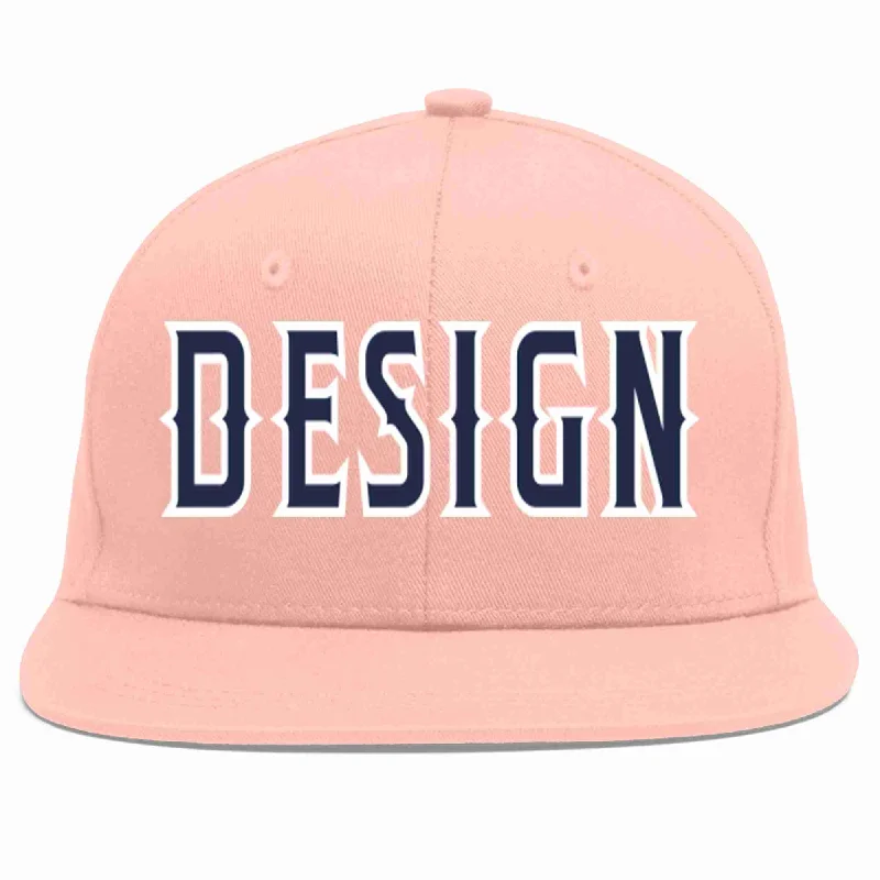 Baseball Cap For Softball And Baseball Events-Custom Pink Navy-White Flat Eaves Sport Baseball Cap Design for Men/Women/Youth