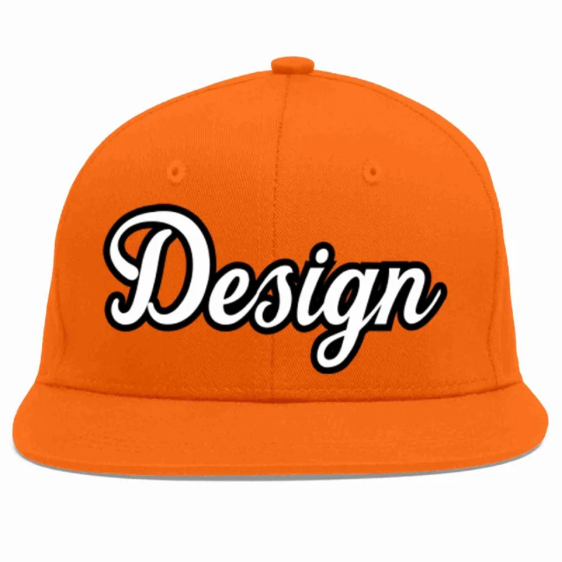 Baseball Cap For All Ages-Custom Orange White-Black Flat Eaves Sport Baseball Cap Design for Men/Women/Youth