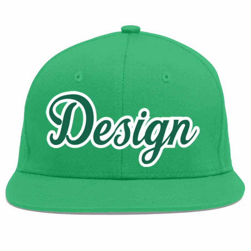 Baseball Cap For Major League Custom Orders-Custom Teal Kelly Green-White Flat Eaves Sport Baseball Cap